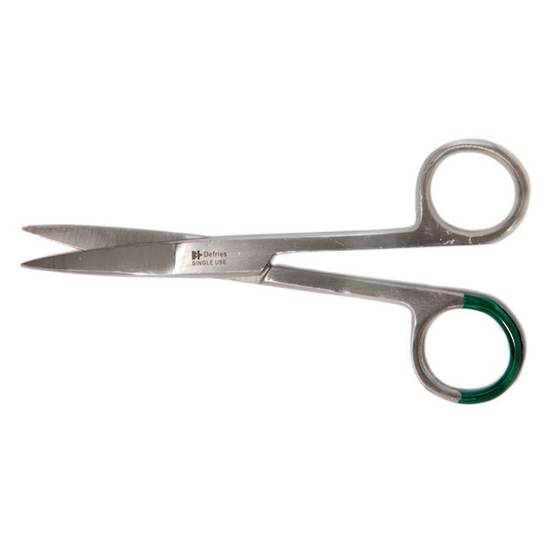 Defries Scissor Dressing STERILE 12.5cm Sharp Sharp Green Handle